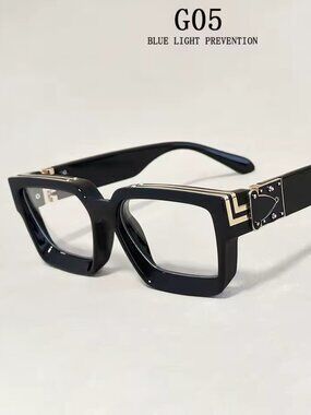 Luxury Brand Designer Square Sunglasses Silver Gold Men